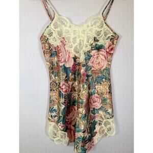 Vintage Victoria’s Secret Slip Dress S Pink Floral Lace Babydoll Coquette Y2K